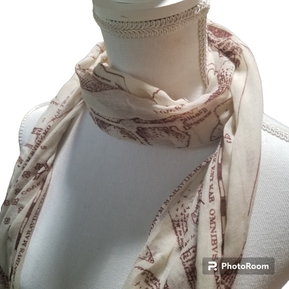 Marauder's Map Harry Potter wearable scarf vintage look - Picture 5 of 9